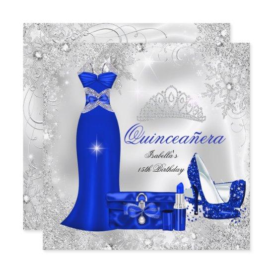 Quinceanera Party Royal Blue Silver Snowflakes S