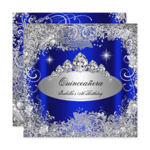 Quinceanera Party Royal Blue Silver Tiara