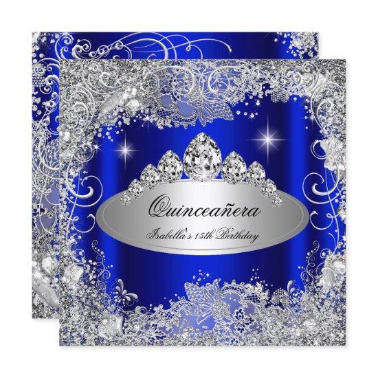 Quinceanera Party Royal Blue Silver Tiara