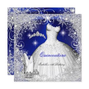 Quinceanera Party Royal Blue Winter Snowflakes