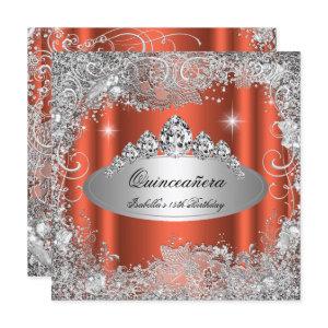 Quinceanera Party Rusty Orange Silver Tiara