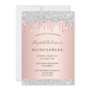 Quinceanera party silver glitter pink rose gold