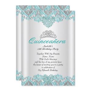 Quinceanera Party Teal Blue Hearts Lace Tiara 2