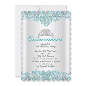 Quinceanera Party Teal Blue Hearts Lace Tiara 2