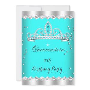 Quinceanera Party Teal Blue Tiara Diamonds