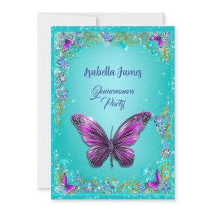 Quinceañera party turquaz magenta Butterflies chic