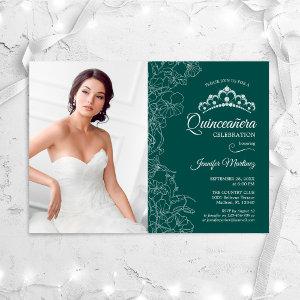 Quinceanera Party With Photo Emerald Green Floral