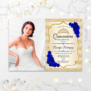 Quinceanera Party With Photo - Gold Royal Blue