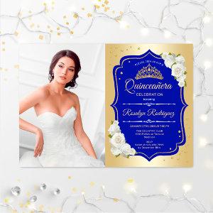 Quinceanera Party With Photo - Gold Royal Blue