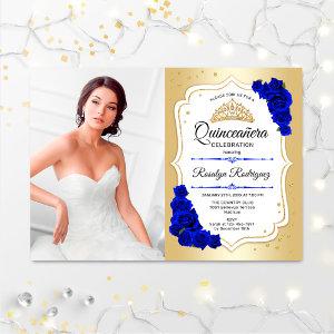 Quinceanera Party With Photo - Gold Royal Blue