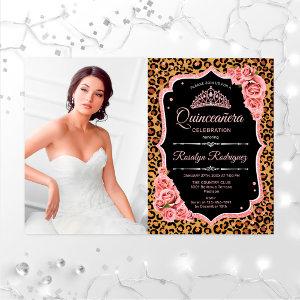 Quinceanera Party With Photo - Leopard Rose Gold