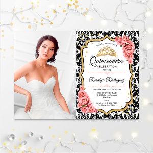 Quinceanera Party With Photo - Pink Gold Black