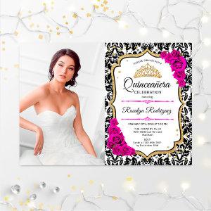 Quinceanera Party With Photo - Pink Gold Black
