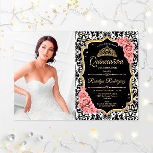 Quinceanera Party With Photo - Pink Gold Black