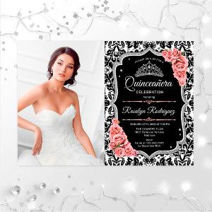 Quinceanera Party With Photo - Pink Silver Black