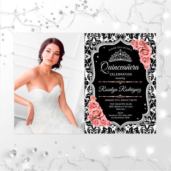 Quinceanera Party With Photo - Pink Silver Black