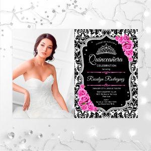 Quinceanera Party With Photo - Pink Silver Black
