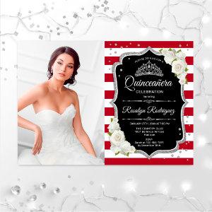 Quinceanera Party With Photo - Red Black Silver