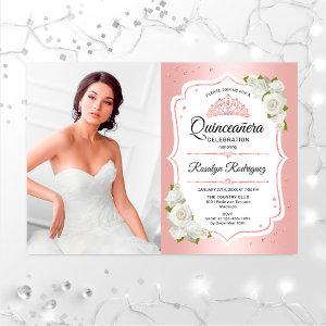 Quinceanera Party With Photo - Rose Gold White