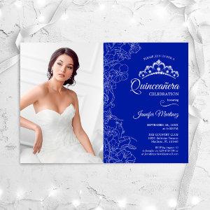 Quinceanera Party With Photo - Royal Blue Floral