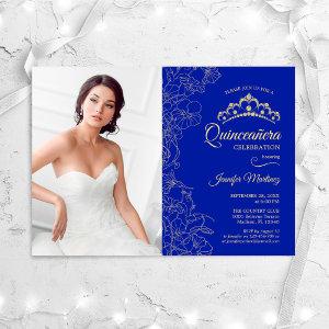 Quinceanera Party With Photo - Royal Blue Gold