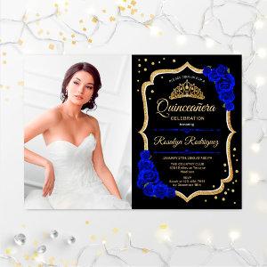 Quinceanera Party With Photo - Royal Blue Gold