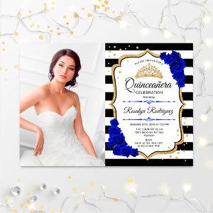 Quinceanera Party With Photo - Royal Blue Gold