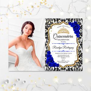 Quinceanera Party With Photo - Royal Blue Gold