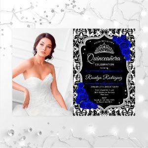 Quinceanera Party With Photo - Royal Blue Silver
