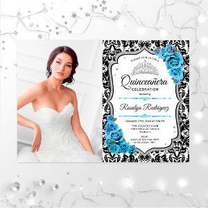 Quinceanera Party With Photo - Royal Blue Silver