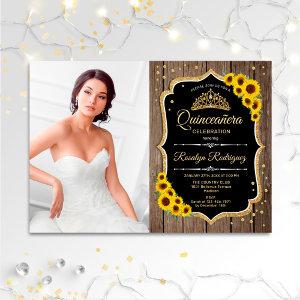 Quinceanera Party With Photo - Rustic Sunflowers I