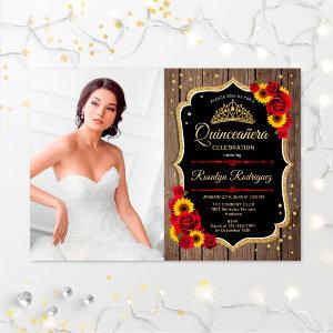 Quinceanera Party With Photo - Rustic Sunflowers