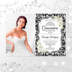 Quinceanera Party With Photo - Silver Black White
