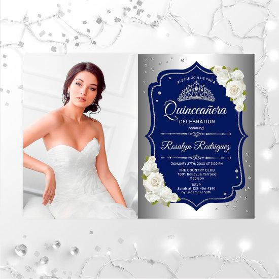 Quinceanera Party With Photo - Silver Navy