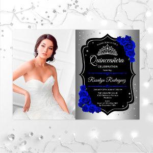 Quinceanera Party With Photo - Silver Royal Blue