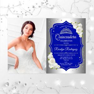 Quinceanera Party With Photo - Silver Royal Blue