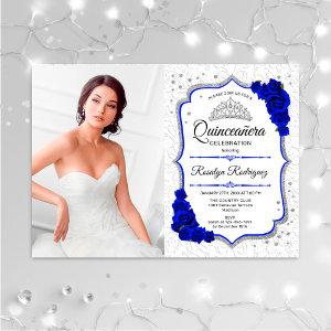 Quinceanera Party With Photo - Silver Royal Blue
