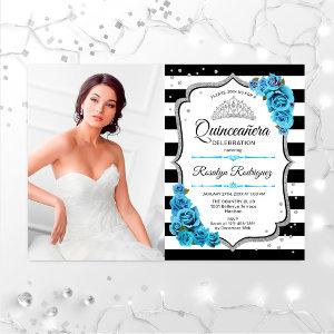 Quinceanera Party With Photo - Silver Turquoise