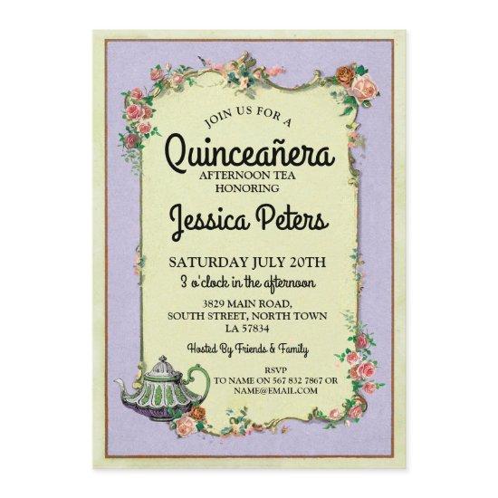 Quinceanera Party Wonderland Teapot Tea Invite