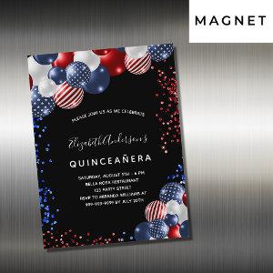 Quinceanera patriotic black red blue white balloon magnetic