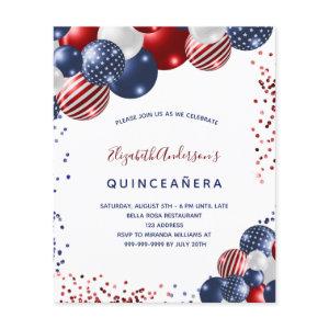 Quinceanera patriotic budget party  flyer