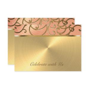 Quinceanera Peach and Gold Filigree Swirls