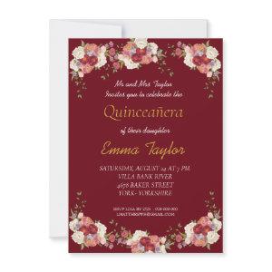 Quinceañera Peony Floral Burgundy Birthday