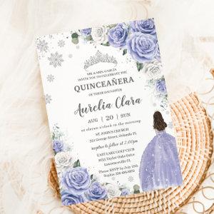 Quinceañera Periwinkle Purple White Floral Winter