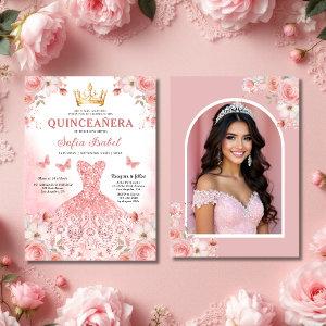 Quinceañera Photo Blush Pink Rose Floral