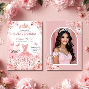 Quinceañera Photo Blush Pink Rose Floral