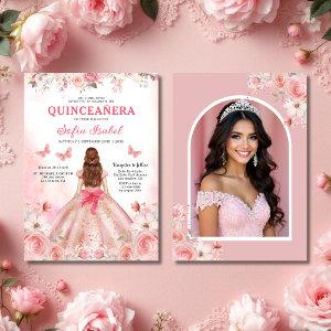 Quinceañera Photo Blush Pink Rose Floral
