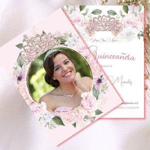 Quinceanera Photo Blush Pink Watercolor Floral