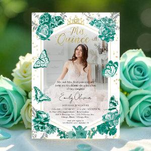 Quinceanera Photo  Emerald Green Floral