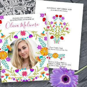 Quinceanera Photo Mexican Fiesta Floral White